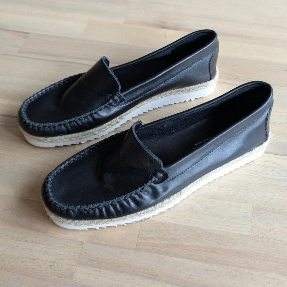 Leonardo Black Leather Loafers‎ Made in Italy Womens Size 38 US 8